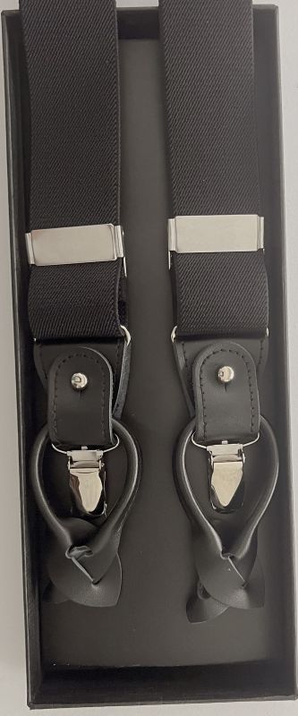 hosentraeger.de / Hosenträger in schwarz mit 3 Leder und 3 Clips zum auswechseln